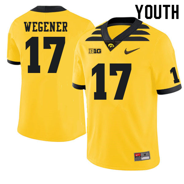 Youth #17 Wyatt Wegener Iowa Hawkeyes College Football Jerseys Sale-Gold - Click Image to Close